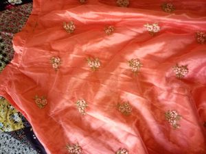 Peach Embroidered Lehenga Choli Set