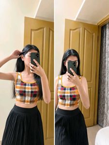 Plaid Cropped Tank Top