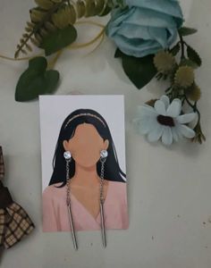 Dangling Bar &amp; Stone Drop Earrings