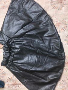 Black Faux Leather Skirt with Charm for 5-7 years