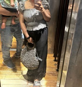 short checked black top from h&amp;m