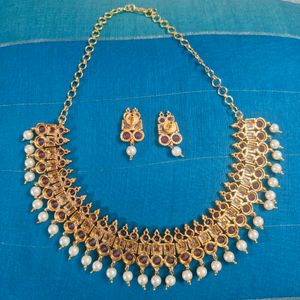 Gold plated Ruby Kundan Set