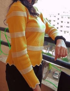 Stylish Striped Yellow Sweater