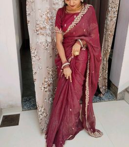 Elegant Maroon Saree