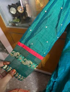 Emerald Green Anarkali with Brocade Dupatta