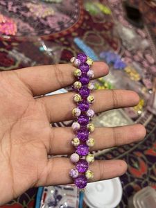 Purple Beaded Bracelet with chain