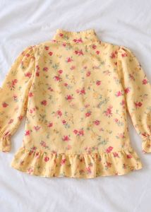 Charming Yellow Floral Ruffle Blouse