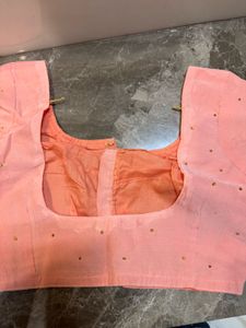 Peach Embroidered Saree with Blouse