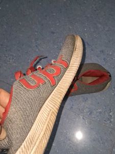 Gray &amp; Red Athletic Sneakers