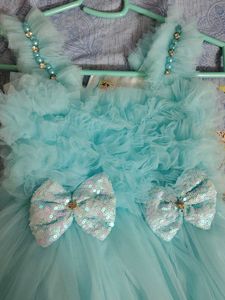 Beautiful Blue Tulle Dress with Bows