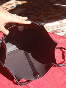 miniso Classic Black  Leather Tote
