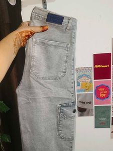 LOW PRICE! Light Blue Cargo Straight Fit Jeans