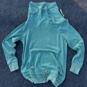 Cozy Teal Hoodie with Funnel Neck