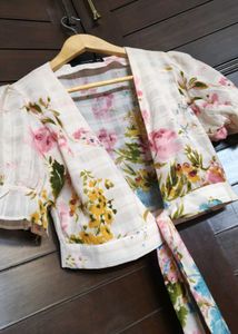 Madame Floral Print Tie-Front Cropped Shrug