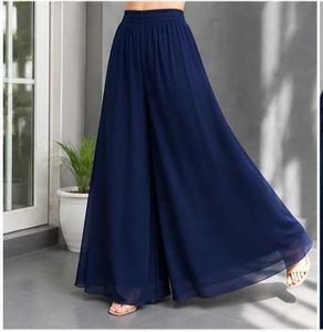 Navy Blue Flowy Palazzo Pants