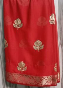 Stunning Red Zari Work saree