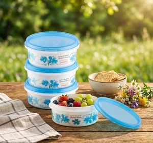 Set of 4 Floral Design Food Containers