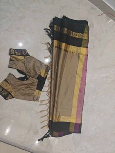 Black & Gold Saree with Blouse
