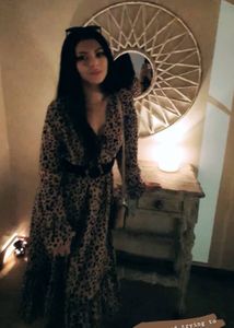 Leopard Print maxi Dress With Belt size M-L