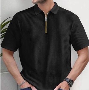 Men's Textured Black Polo Shirt