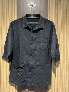 Stylish Black Short Sleeve Button-Up Shirt