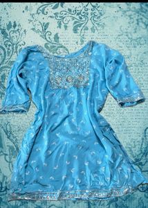 Y2K AQUA BLUE CHAT-PATE MERMAID KURTI 🧜‍♀️💙✨
