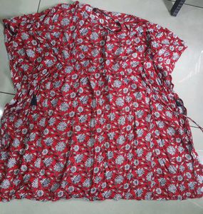 Maroon Floral Print Kaftan Kurta