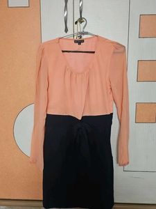 Peach & Black Casual Dress