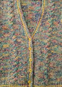 Handknitted woollen front open sleeveless Jacket