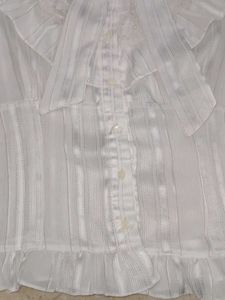 White Sheer Ruffle Blouse