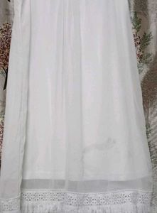 💐White Lace Trimmed Dress