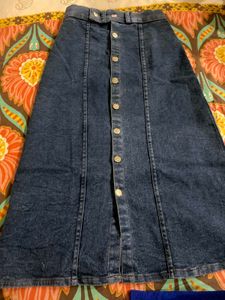 Women Everyday Wear Denim Midi Skirt