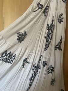 Boho White Maxi Dress with Black Print