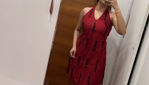 Stylish Red Embroidered Kurta
