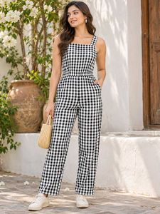 Chic Black & White Gingham Jumpsuit