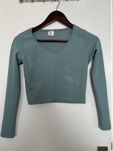 Aqua Long Sleeve Crop Top