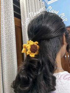 Cute Crochet Sunflower Hair Clips