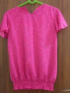 Chic Ruffled Pink Polka Dot Top