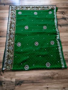 y2k Green heavy party wear  handwork Saree
