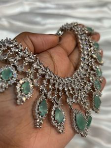 Noor-e-Mint Silver AD Choker Set 😍✨