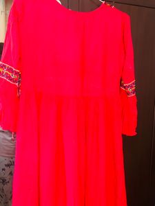 Embroidered Light Red Frock