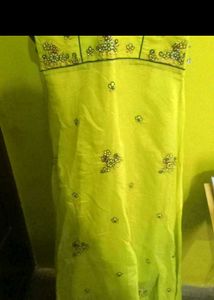 Embroidered Green gown with shall