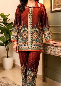 Elegant Velvet Printed Co-ord Set