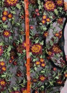 Zinc Embroidered Floral Mesh Top