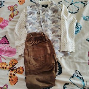 Geometric Print Button-Up Shirt