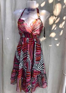 251110. Vibrant Halter Neck Mini Dress