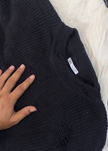 ZARA MEN'S Black Distressed Knit Sweater