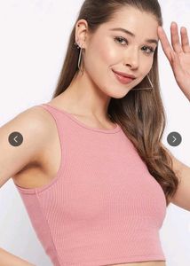 Ribbed Pink Crop Top