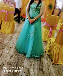 Elegant Teal Sequin Gown