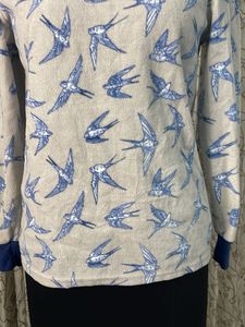 Cute Bird Print Long Sleeve Top